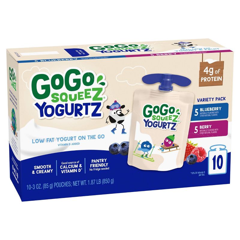 GoGo squeeZ Kids&#39; YogurtZ, Variety Blueberry/Berry - 30oz/10ct, 3 of 15