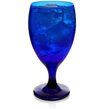 Libbey Premiere Cobalt Iced Tea Goblet Beverage Glasses, 16.25-ounce, Set of 12