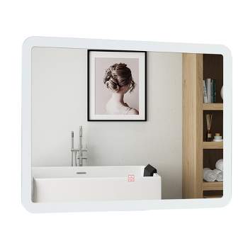 Costway Wall Mounted Rectangle Bathroom LED Mirror Dimmable Touch 3-Color Frameless