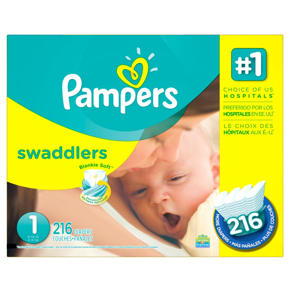 UPC 037000863823 product image for Pampers Swaddlers Diapers Economy Plus Pack Size 1 (216 Count) | upcitemdb.com