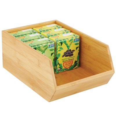 mDesign Formbu Natural Bamboo Kitchen Storage Bin Container Organizer Box, 4 Pack - 4 x 4 x 2.36