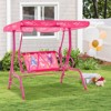 Costway 2-Seater Toddler Porch Swing Chair with Metal Stand Adjustable Canopy Safety Belts Blue/Pink/Yellow - 4 of 4
