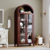 63'' Arched Pantry Storage Cabinet, Farmhouse 5 Tier Bookcase with Adjustable Shelf and 2 Glass/Rattan/Cross Doors, for Kitchen, Living Room, Bedroom - 4 of 4