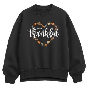 Women's - Instant Message - Thankful Leaf Heart Oversized Fleece