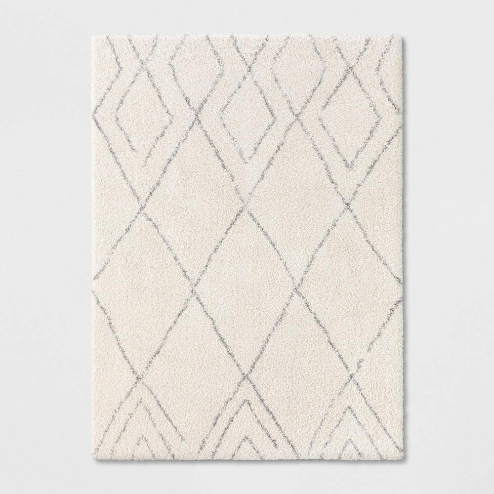 5'x7' Diamond Patterned Shag Woven Area Rug Cream - Project 62™