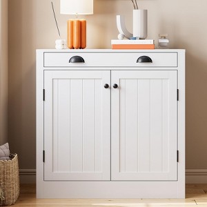 Modern Buffet Sideboard, Sideboard Storage Cabinet with 1 Drawer, 2 Doors and Adjustable Shelf, Wood Coffee Bar Cabinet for Living Room - 1 of 4