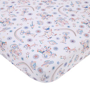 NoJo Disney Toy Story Blue, Orange, and White, Woody, Buzz, and Jessie Super Soft Nursery Fitted Crib Sheet - 1 of 4