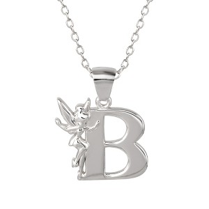 Disney Tinkerbell B Initial Silver Pendant Necklace - 1 of 4