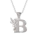 Disney Tinkerbell Initial Silver Pendant Necklace