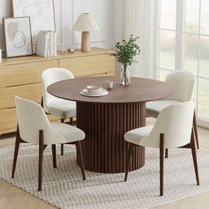 Lirago Solid Wood 46'' Round Dining Table for 4 People Nordic style 46*46 Walnut - 1 of 4