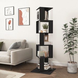 NicBex Modern Rotating Corner Bookshelf Display Bookcase with Acrylic Plate,Floor Rack Books Storage Organizer for Office,Bedroom - 1 of 4