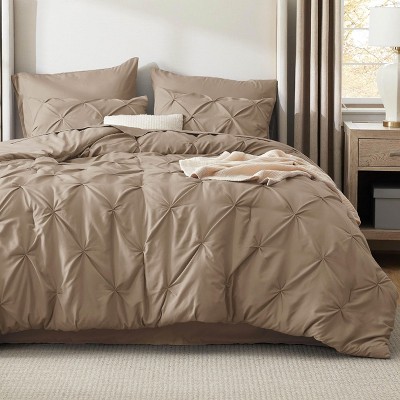 Bedsure | 5/7 Pcs Bed in a Bag Solid Diamond Pintuck Bedding Set for All Season