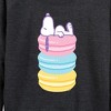 Women's - Peanuts - Snoopy Stacked Macarons Lightweight French Terry Wide Neck Long Sleeve Shirt - 2 of 4