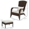 Wicker Adirondack Chair Fire Pit Chair w/ Ottoman & Cushions - 3 of 4