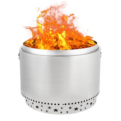 27inch Protable Smokeless Fire Pit, Fire Pit with Handles Design, Stainless Steel Stove Wood Burning, Removable Ash Pan