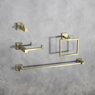 Brushed Gold Stainless Steel 4-Piece Bathroom Hardware Set
