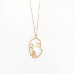 Sanctuary Project Hammered Modern Art Statement Face Pendant Necklace Gold