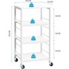 NEX 4 Tier Organizer Cart on Casters with Fixed Rack White: Metal Rolling Utility Storage with Organization Drawers - 2 of 4