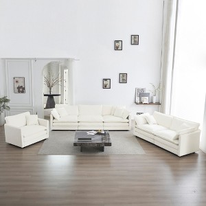 NicBex Couches for Living Room 3-Piece Upholstered Chenille Sofa Accent Chair, 2 Seater Loveseat and 3 Seater Set Couch Furniture(1+2+3 Seat ), White - 1 of 4