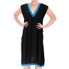 LA LEELA Women's Beachwear Summer Swim Beach Cover Ups for Swimwear Women Swimsuit Coverups for Women Mini Oversized Dress XL-XXL Black, Solid - image 3 of 4