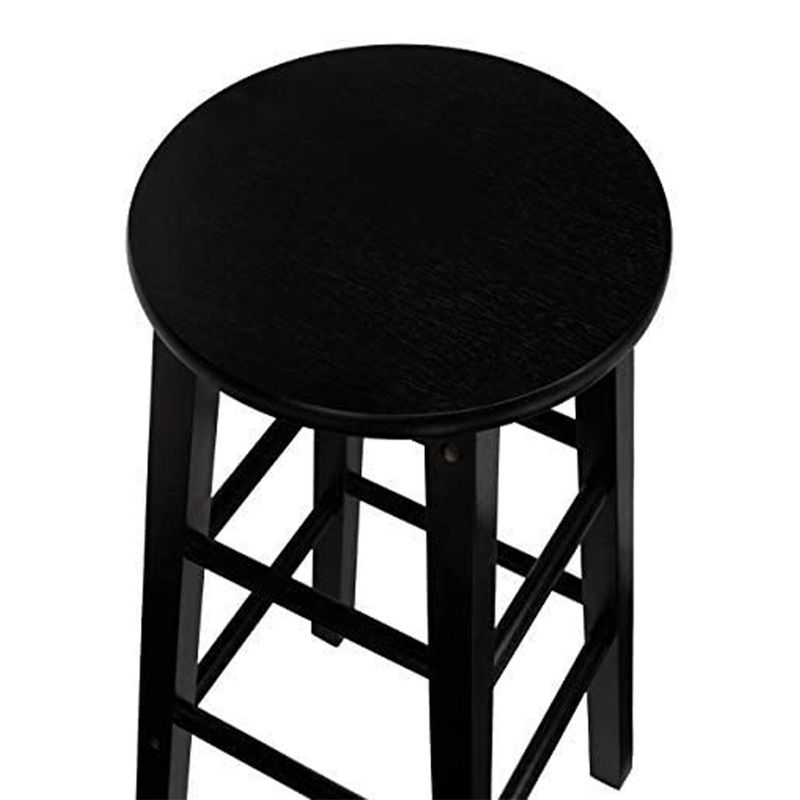 PJ Wood Classic Round-Seat 24" Tall Kitchen Counter Stools for Homes, Dining Spaces, and Bars with Backless Seats, Square Legs, Black (8 Pack), 5 of 7