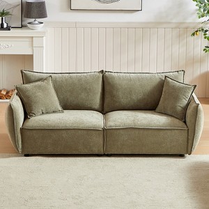 88"Modern Living Room  Triple Sectional Stylish Chenille Fabric,for Apartments,Living Rooms,Thickly Padded Seat/Back/Armrests, with 2  Pillows - 1 of 4