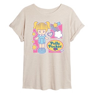 Women's - Polly Pocket - Doll with Logo Icons Oversized Graphic T-Shirt - 1 of 4