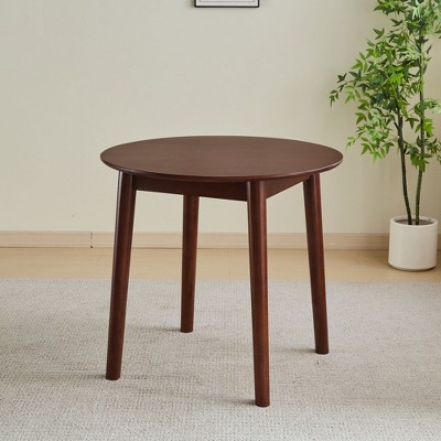NicBex 31.4" Modern Round Dining Table,Kitchen Table with Rubberwood Table Top for 2-4 Seaters,Walnut