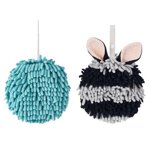 REGALWOVEN 2 Pcs Comfortable Soft Absorbent Chenille Ball Fuzzy Hand Towels - 1 of 4