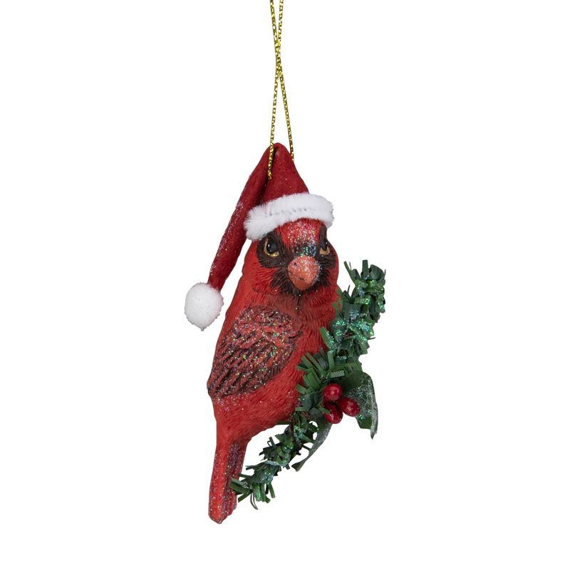 Northlight 3.5" Red Cardinal Bird Wearing Santa Hat Christmas Ornament, 1 of 5