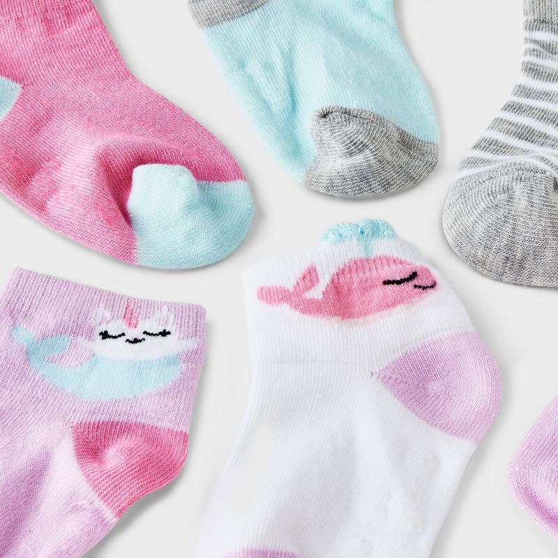 Baby Girls' 6pk Mermaid Striped Low Cut Socks - Cat & Jack™ Pink, 4 of 5