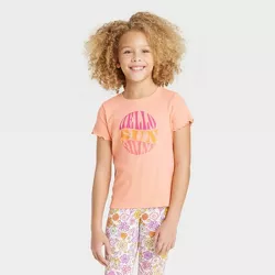Girls' Short Sleeve Ribbed T-Shirt - Cat & Jack™ Peach XXL