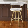 HomeRoots 26" Silver and Gold Fabric and Stainless Steel Counter Height Swivel Bar Chair - 2 of 4