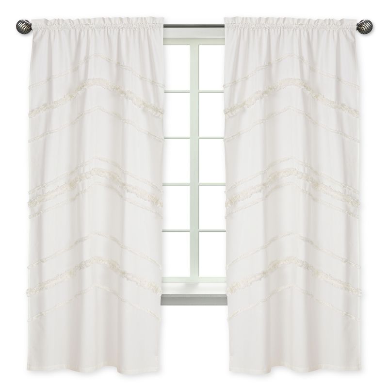 Sweet Jojo Designs Window Curtain Panels 84in. Boho Fringe Ivory, 2 of 6