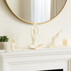 Decorative Yoga Sculptures for Home Decor – Set of 3 Figurines in Seated and Stretching Poses – Modern Statues for Home Décor - 1 of 4