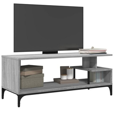 CLIHOME 42" Powder-Coated Steel TV Cabinet and Consoles Table With Open Self, Display Storage Cabinet