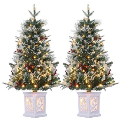 3FT Pre-Lit Artificial Christmas Tree,Tabletop Christmas Tree with Pine Cones