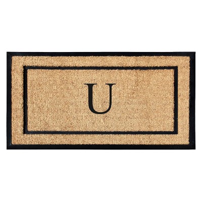 A1HC Natural Coir and Rubber Backing Monogrammed Door Mat, Anti-Shed Entry Doormat