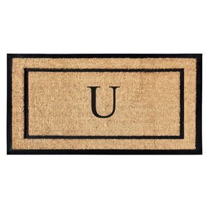 A1HC Natural Coir and Rubber Backing Monogrammed Door Mat, Anti-Shed Entry Doormat - 1 of 4