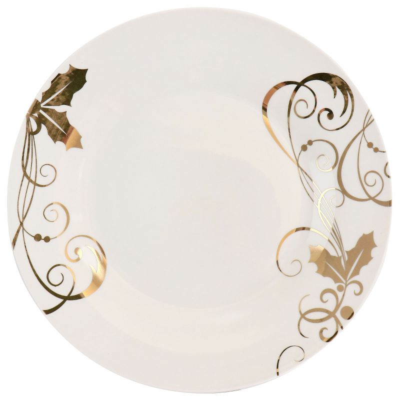 Gibson Home Seasoned Gold Fine Ceramic 16 Piece Dinnerware Set in White and Gold, 3 of 9