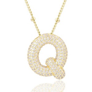Personalized Chunky Initial Necklace: 14K Gold Plated Bubble Balloon Charm Pendant for Women - 1 of 4