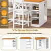 60" Farmhouse Counter Height Dining Table Set with Storage Shelves and Upholstered Chairs for 4, Brown Wood 5-Piece Kitchen Set -3irtyhousy - 3 of 4