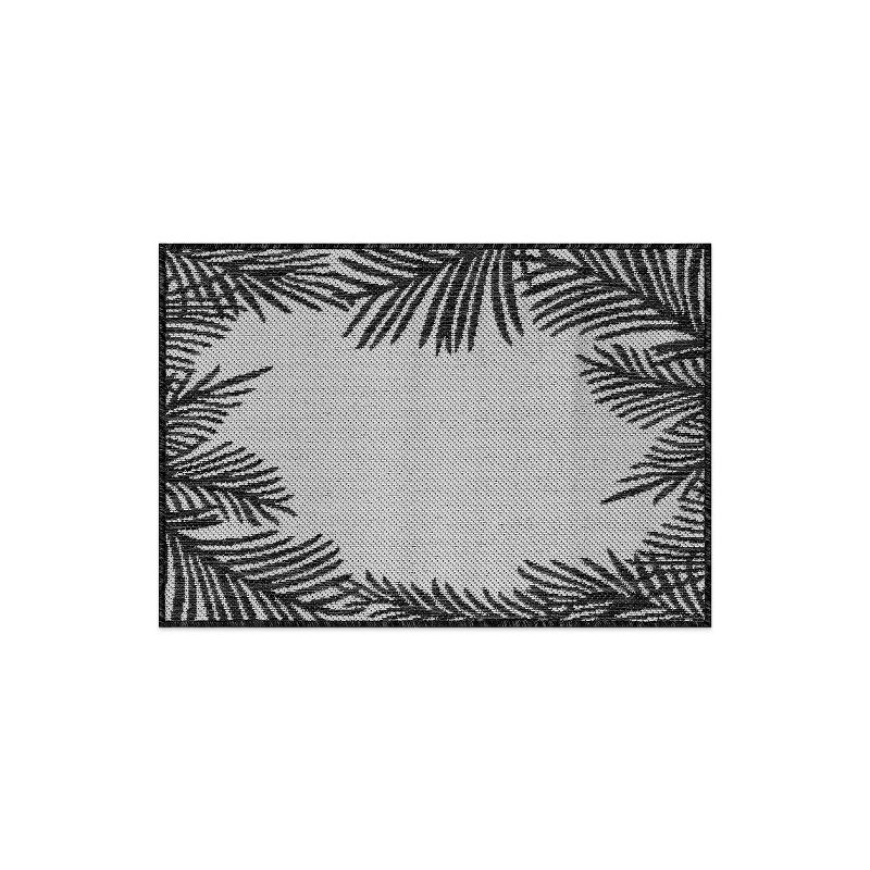 World Rug Gallery Tropical Floral Palm Leaves Textured Flat Weave Indoor/Outdoor Area Rug, 1 of 10