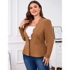 Plus Size Blazer for Women Business Casual Peplum Blazer Suit Jacket Long Sleeve Scallop Deep V-Neck Hook & Eye - 4 of 4