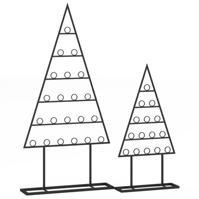 Tangkula Set of 2 Card Holder Christmas Tree w/36 Round Clips Metal Hanging Rack Display Stand Black