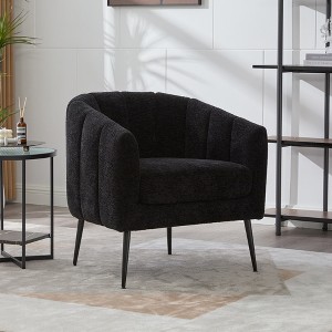 Lyngins Modern Vanity Barrel Office Desk Chair Reception Chair,Thick Cushion Armchair Accent Chair for Office,Study,Studio - 1 of 4