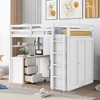 Okak Full Size Wood Bunk Bed with Built-in Wardrobe, Storage Drawers, Loft Bunk Bed with Desk for Teens, Easy Assemble, White - 2 of 4