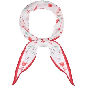 INSPIRE CHIC Women's Floral Printed Flowers Long Silky Satin Neck Scarves 1Pc - 1 of 4