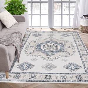 Boho Area Rug Washable Rugs Large Rug Moroccan Rug Non-Slip Non-Shedding Rug Soft Distressed Carpet Foldable Rug Bedroom - 1 of 4