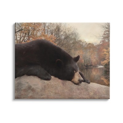 Stupell Industries Resting Bear Autumn Foliage Lake Canvas Wall Art
